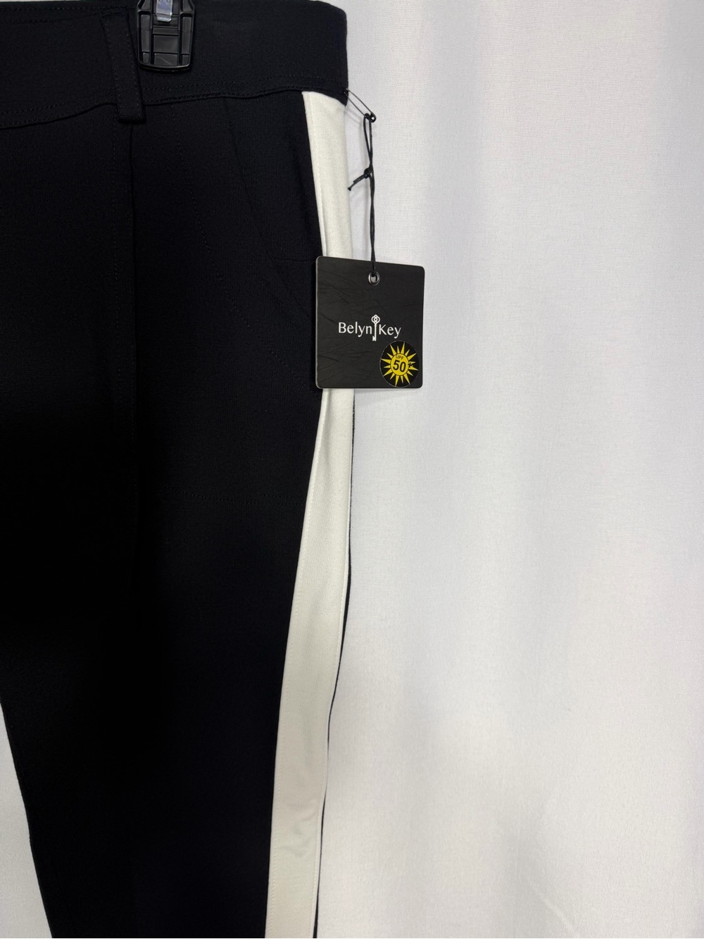 Belyn Key Black Pants with White Side Stripe size L new w tags - Picture 2 of 12